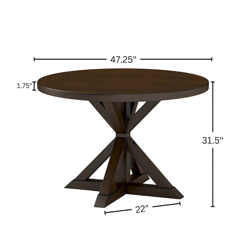 Round Cross-Buck Base Dining Table