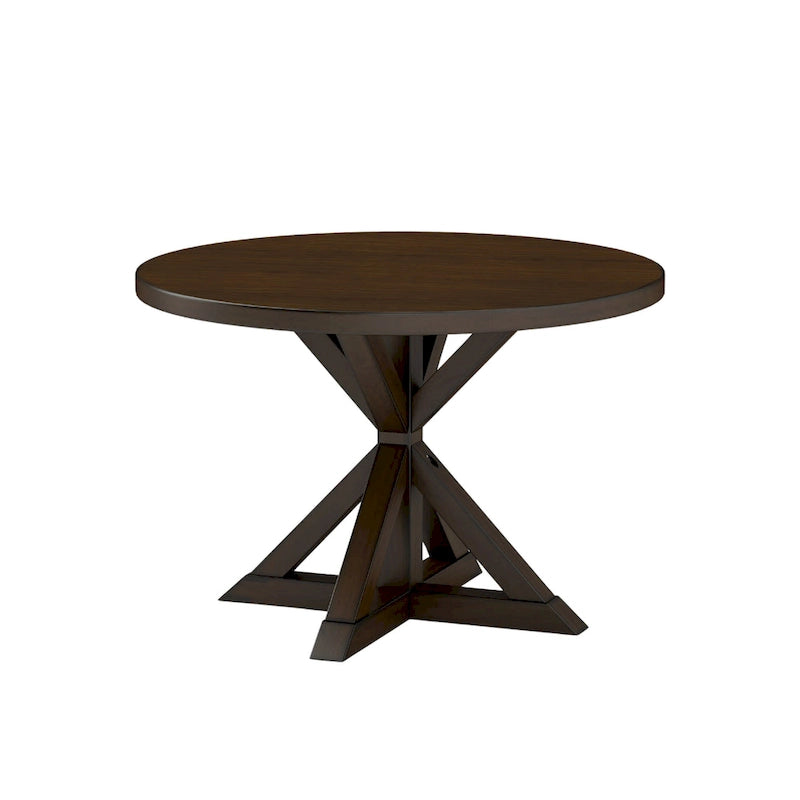Round Cross-Buck Base Dining Table