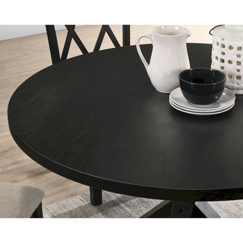 Round Cross-Buck Base Dining Table