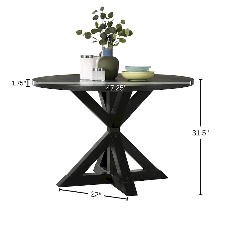 Round Cross-Buck Base Dining Table
