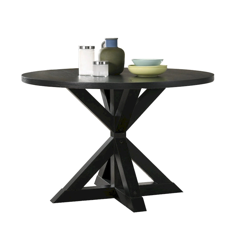 Round Cross-Buck Base Dining Table