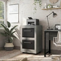Two-Drawer Mobile File Cabinet with Iron Bar Pulls