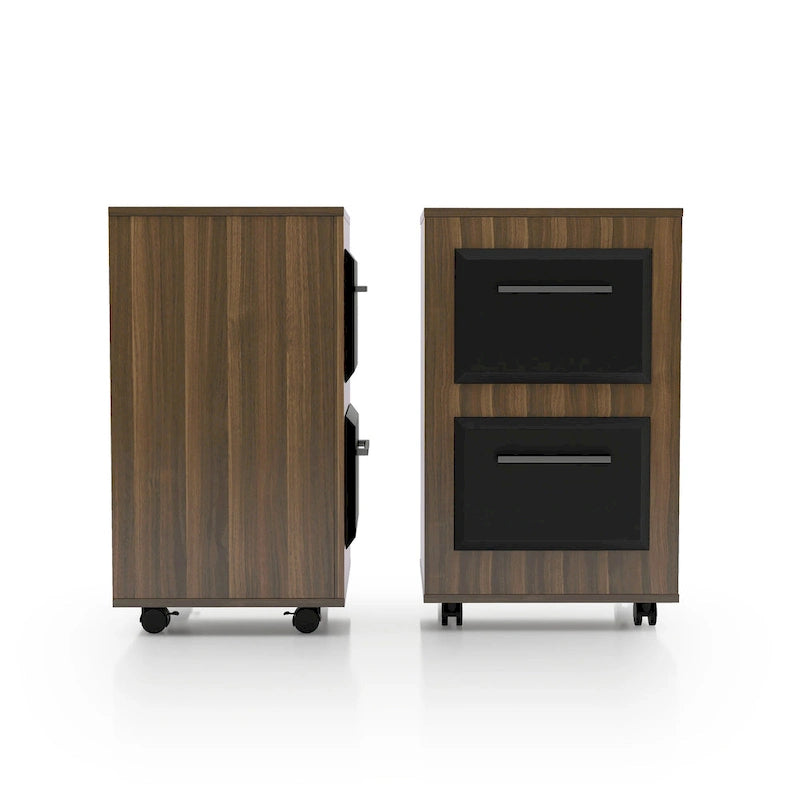 Two-Drawer Mobile File Cabinet with Iron Bar Pulls