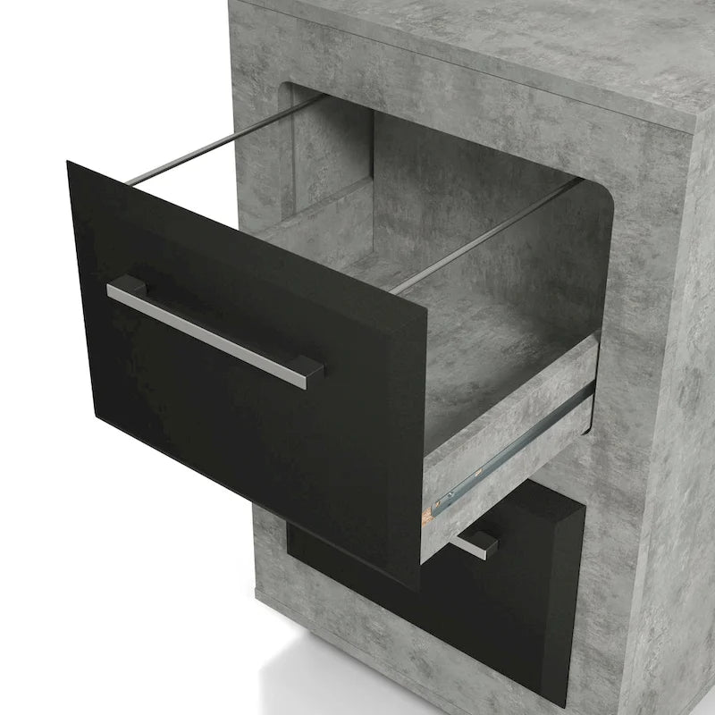 Two-Drawer Mobile File Cabinet with Iron Bar Pulls