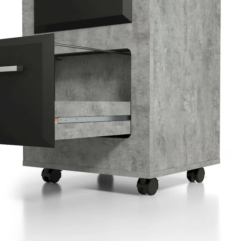 Two-Drawer Mobile File Cabinet with Iron Bar Pulls
