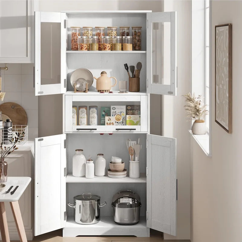 Bathroom Cabinet, Tall Kitchen Pantry Cabinet with Doors and Adjustable Shelf