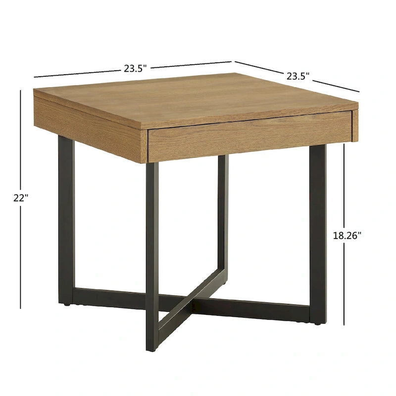 Beistelltisch in Holzoptik mit Schublade und Metallgestell