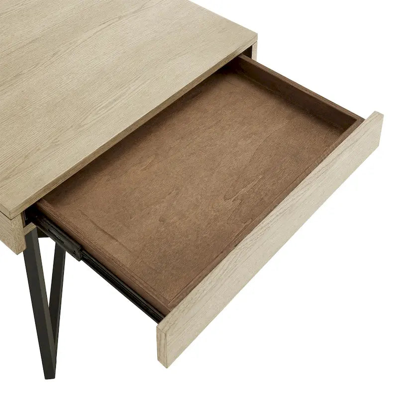 Beistelltisch in Holzoptik mit Schublade und Metallgestell