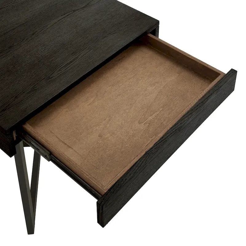 Beistelltisch in Holzoptik mit Schublade und Metallgestell