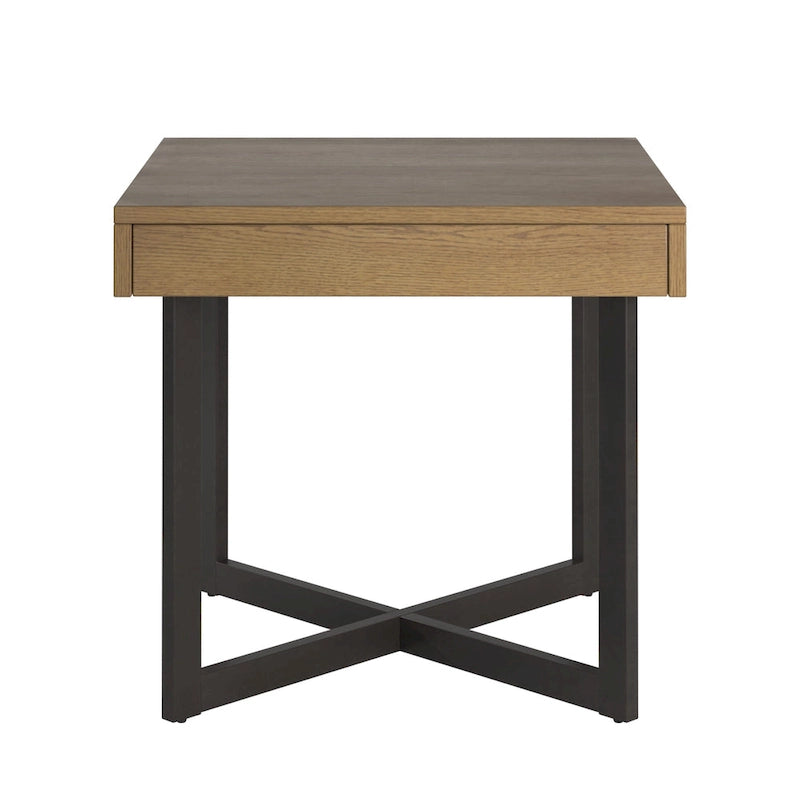 Beistelltisch in Holzoptik mit Schublade und Metallgestell