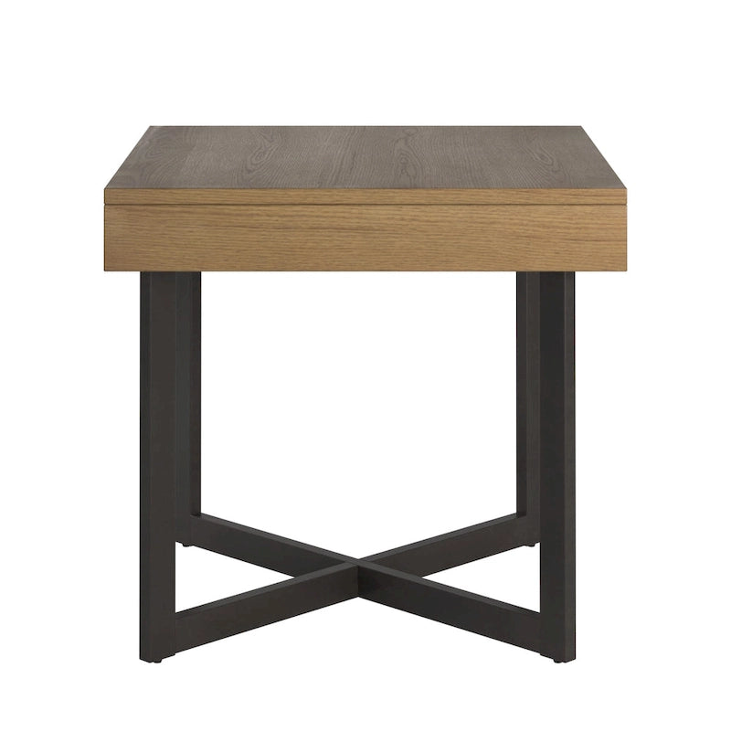Beistelltisch in Holzoptik mit Schublade und Metallgestell