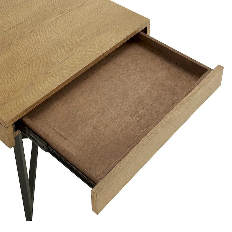Beistelltisch in Holzoptik mit Schublade und Metallgestell
