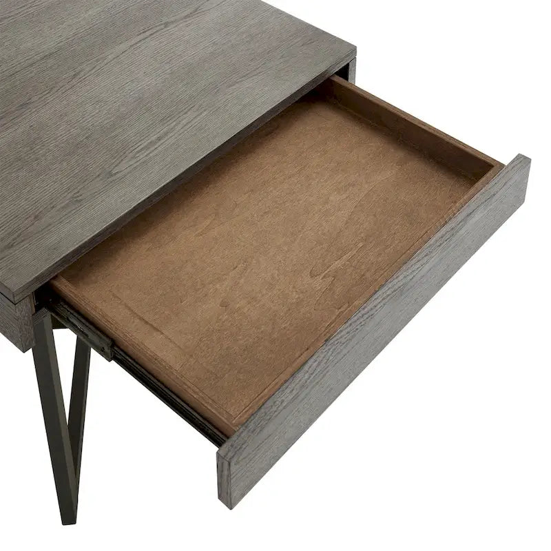 Beistelltisch in Holzoptik mit Schublade und Metallgestell