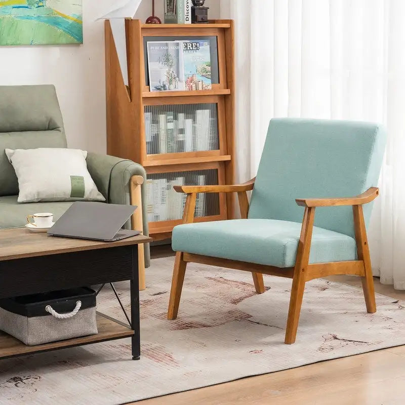 Mid-Century Modern Wood Frame Accent Chair