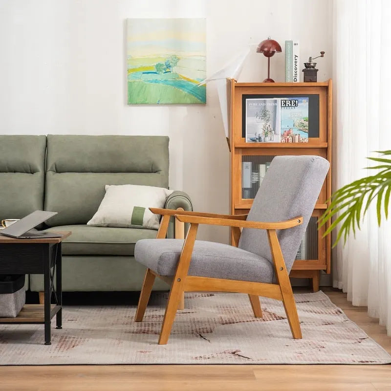 Mid-Century Modern Wood Frame Accent Chair