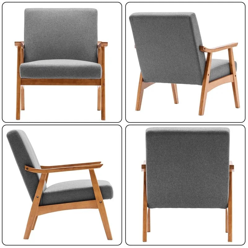 Mid-Century Modern Wood Frame Accent Chair