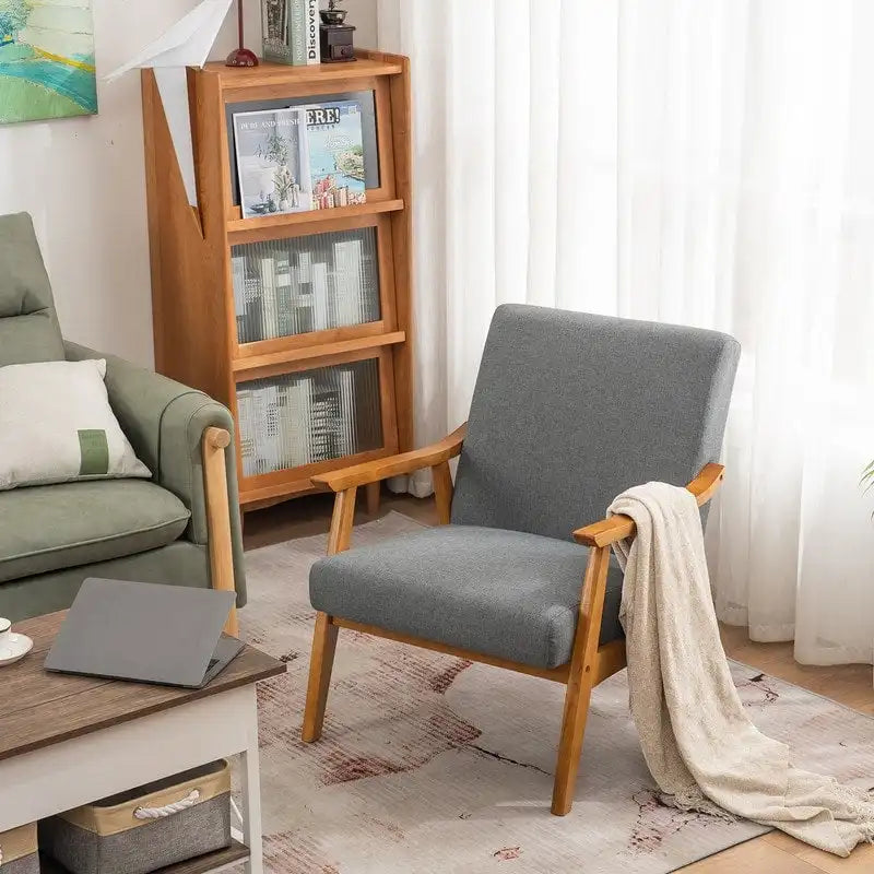 Mid-Century Modern Wood Frame Accent Chair