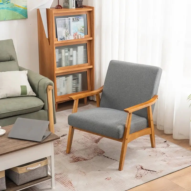Mid-Century Modern Wood Frame Accent Chair