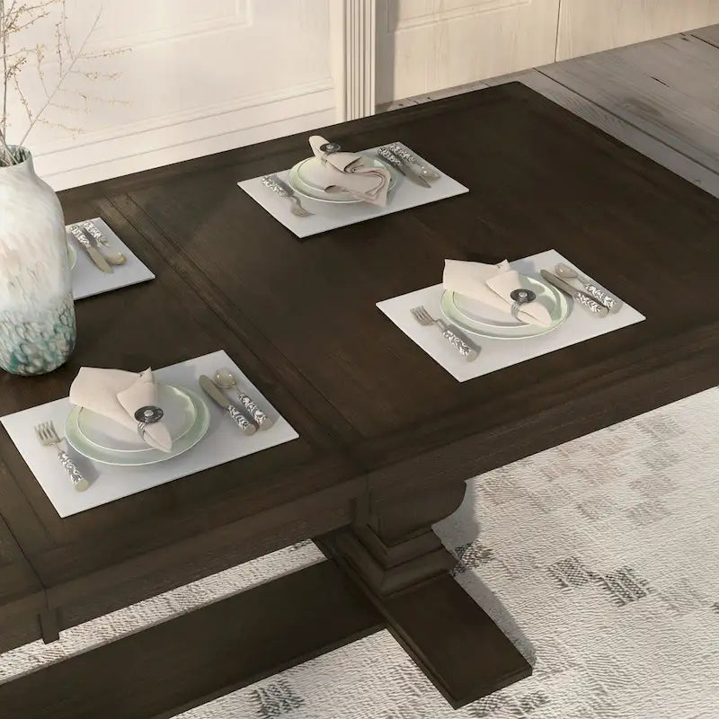 Espresso Wood Expandable Dining Table with Trestle Base