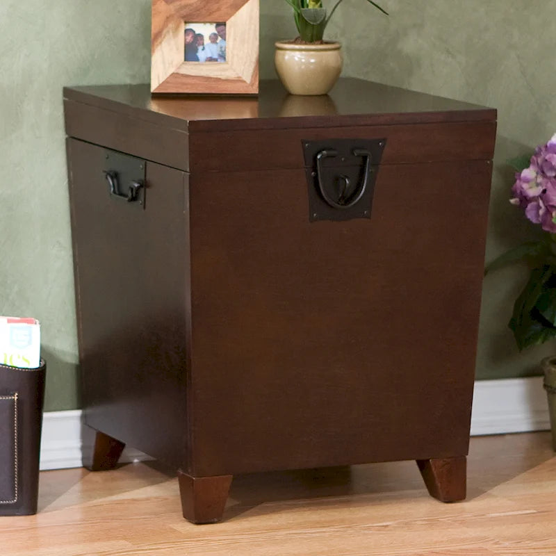 Espresso Storage Trunk Side Table