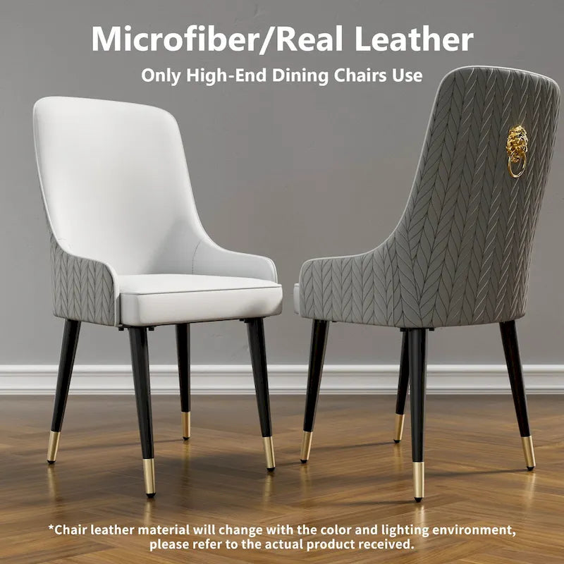 Microfiber Faux Leather Dining Chairs with Metal Legs, Set of 2