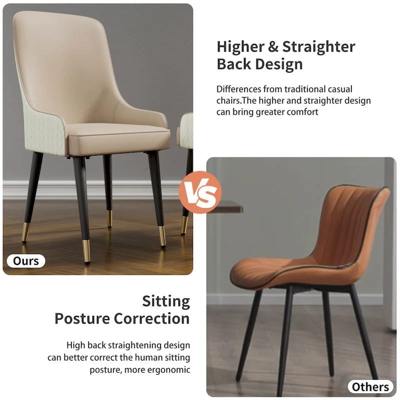 Microfiber Faux Leather Dining Chairs with Metal Legs, Set of 2