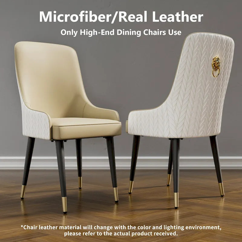 Microfiber Faux Leather Dining Chairs with Metal Legs, Set of 2