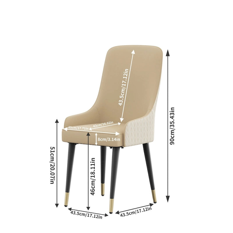 Microfiber Faux Leather Dining Chairs with Metal Legs, Set of 2