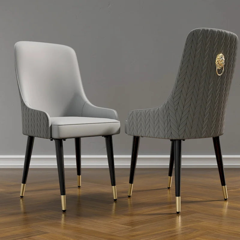 Microfiber Faux Leather Dining Chairs with Metal Legs, Set of 2