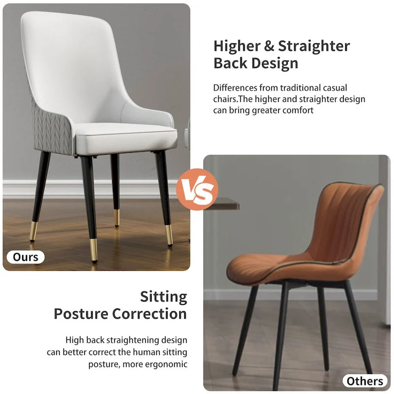 Microfiber Faux Leather Dining Chairs with Metal Legs, Set of 2