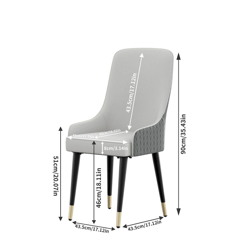 Microfiber Faux Leather Dining Chairs with Metal Legs, Set of 2