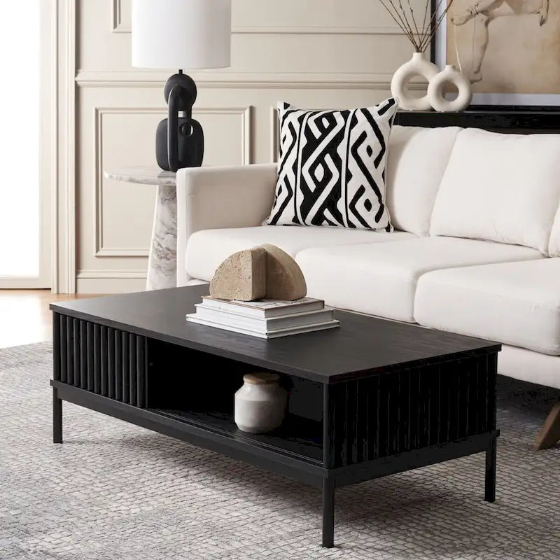 2-Door Storage Coffee Table - 43.7 W x 21.5 D x 15.4 H in.
