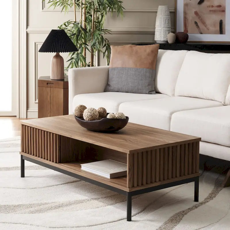2-Door Storage Coffee Table - 43.7 W x 21.5 D x 15.4 H in.