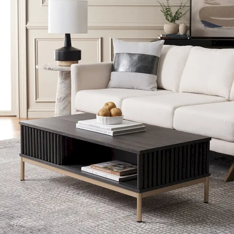 2-Door Storage Coffee Table - 43.7 W x 21.5 D x 15.4 H in.