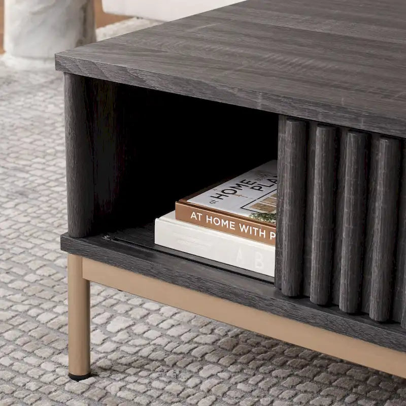 2-Door Storage Coffee Table - 43.7 W x 21.5 D x 15.4 H in.