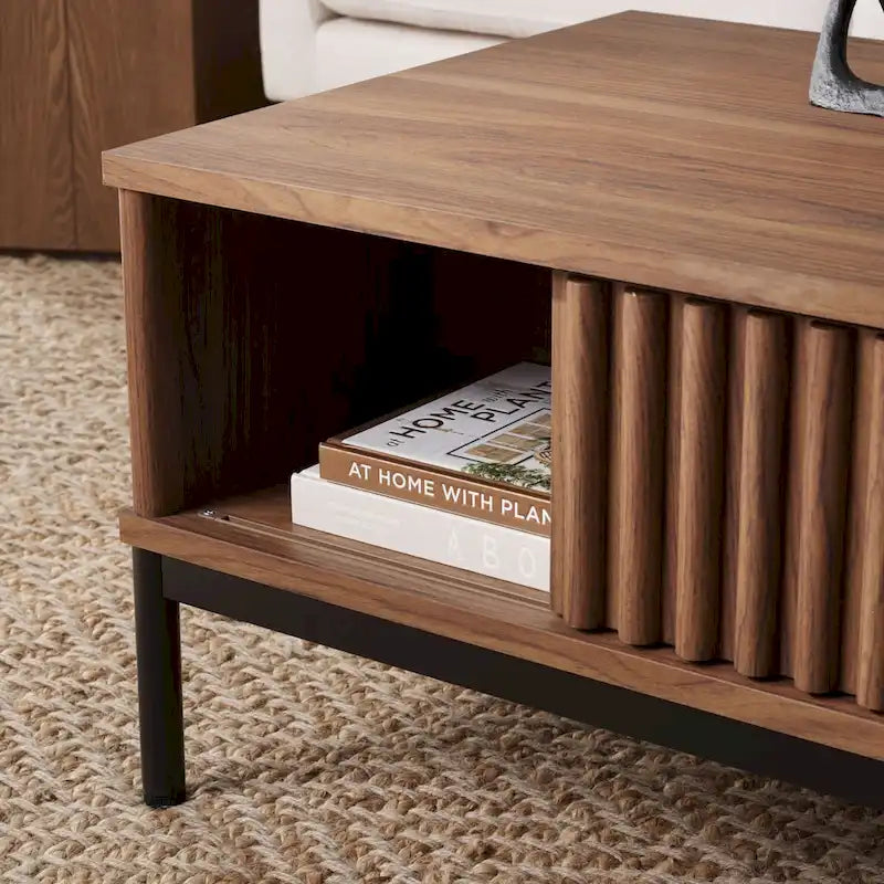 2-Door Storage Coffee Table - 43.7 W x 21.5 D x 15.4 H in.