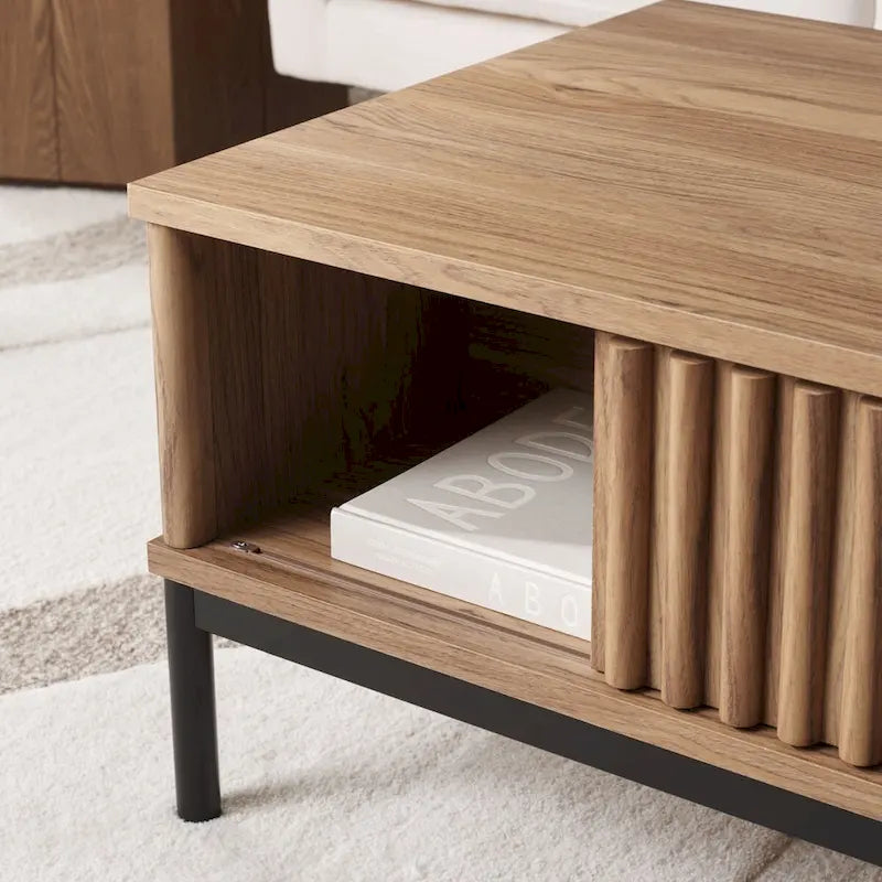 2-Door Storage Coffee Table - 43.7 W x 21.5 D x 15.4 H in.
