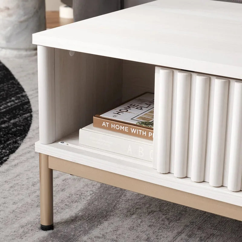 2-Door Storage Coffee Table - 43.7 W x 21.5 D x 15.4 H in.
