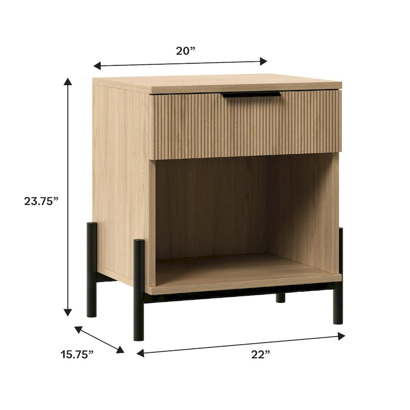 Moderne Nachttische mit Rillen-Schubladen (2er-Set)