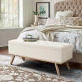 Button-Tufted Linen Storage Ottoman Bench with Flip Top