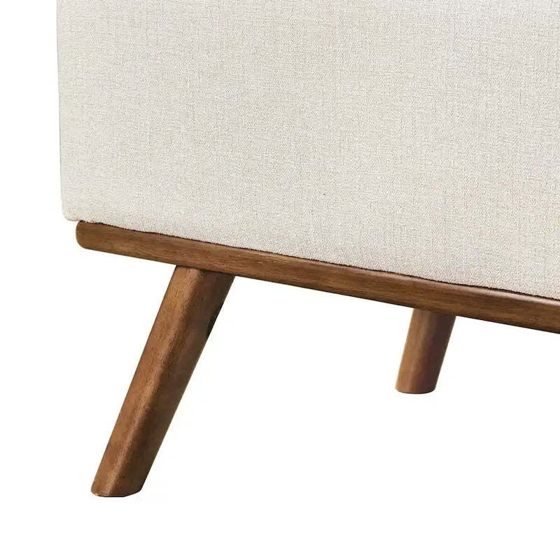 Button-Tufted Linen Storage Ottoman Bench with Flip Top