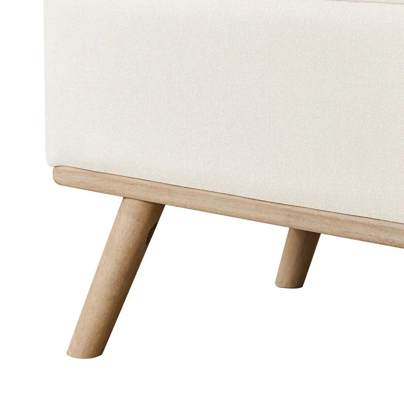 Button-Tufted Linen Storage Ottoman Bench with Flip Top