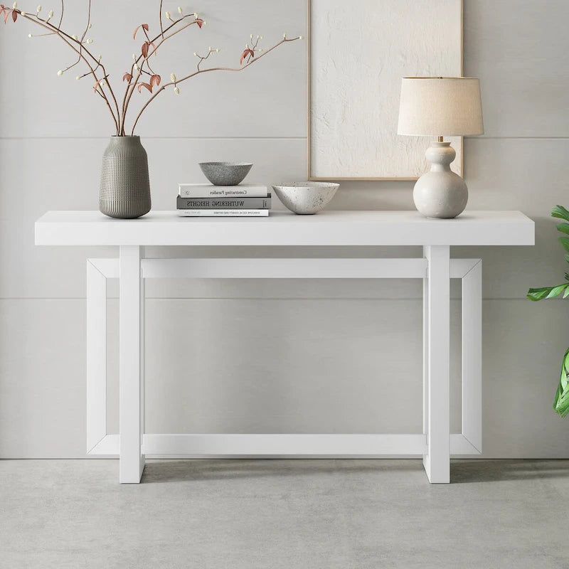 Moderne consoletafel met blad in betonlook