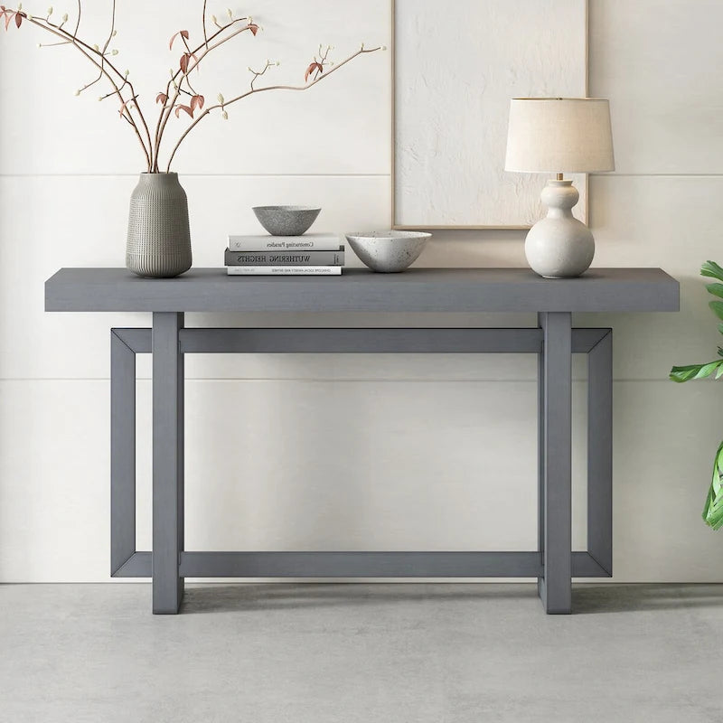 Moderne consoletafel met blad in betonlook