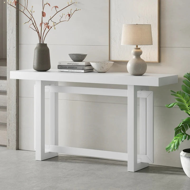 Moderne consoletafel met blad in betonlook