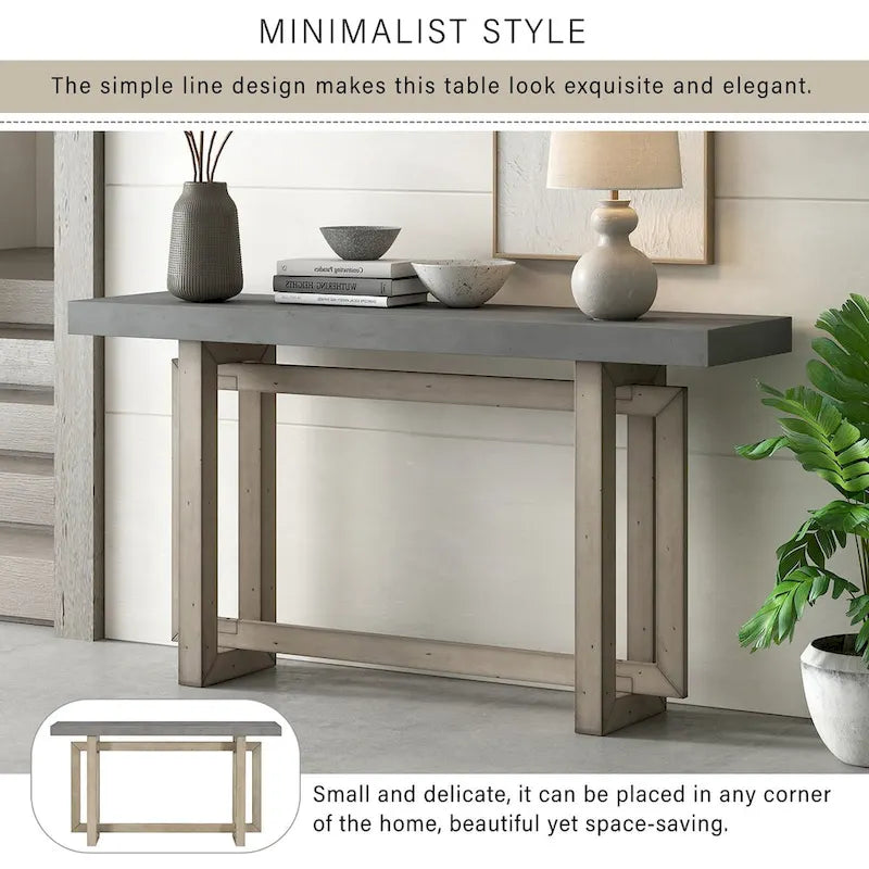 Moderne consoletafel met blad in betonlook