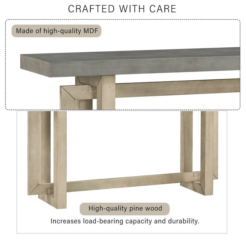 Moderne consoletafel met blad in betonlook
