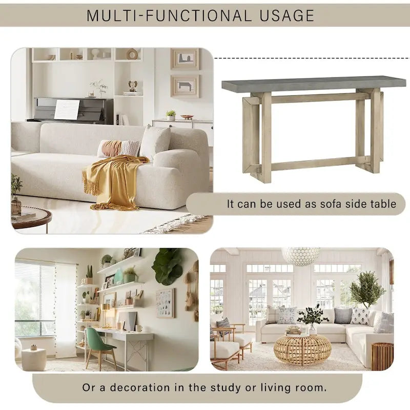 Moderne consoletafel met blad in betonlook