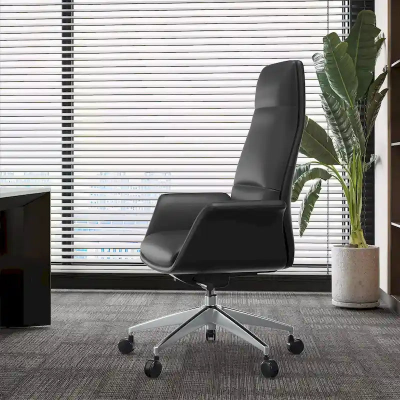 High-Back Faux Leather Office Chair with Swivel and Tilt