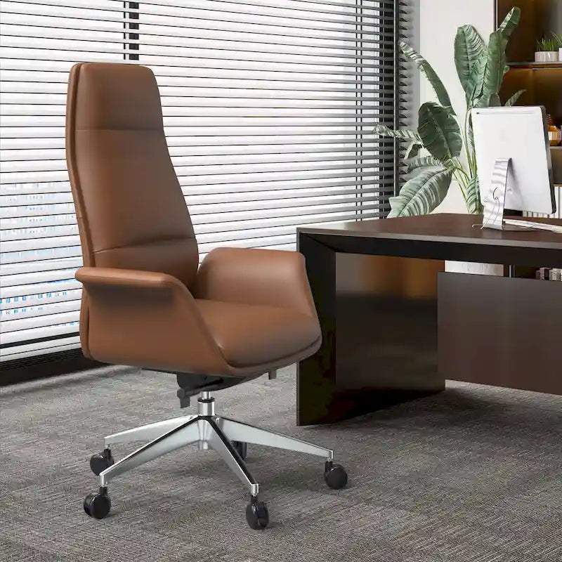 High-Back Faux Leather Office Chair with Swivel and Tilt